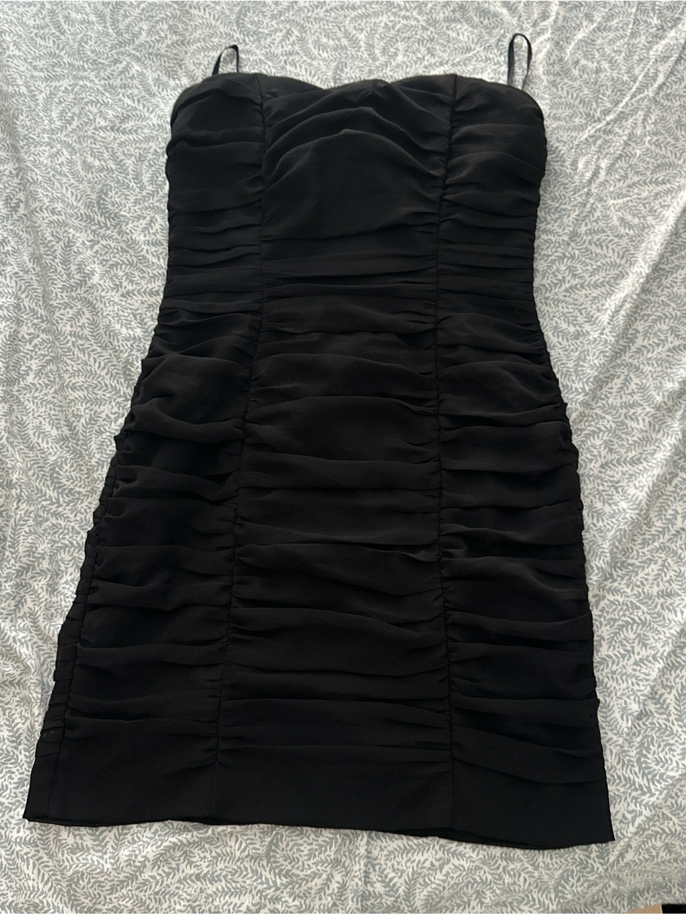 Black Ruched Strapless Bodycon Dress